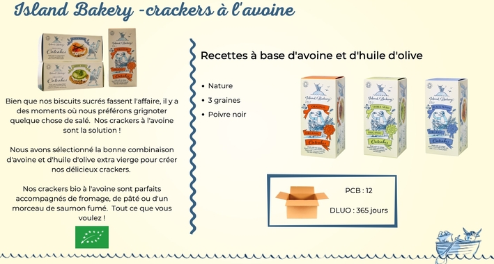 Présentation Crackers à l' avoine Island Bakery